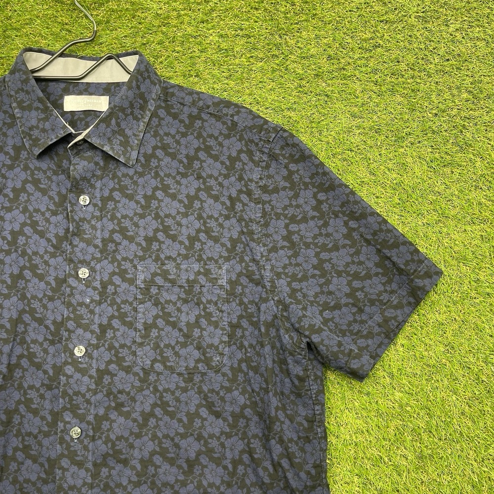 Hickey Freeman Polo Shirt Mens XL Blue Button Up Clover Performance Golf Sport